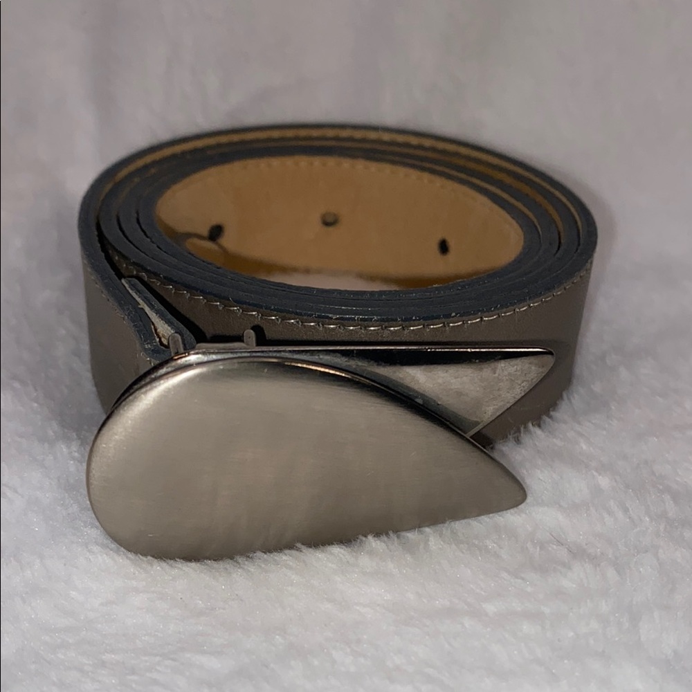 Pierre Cardin Silver Gray Leather Belt
